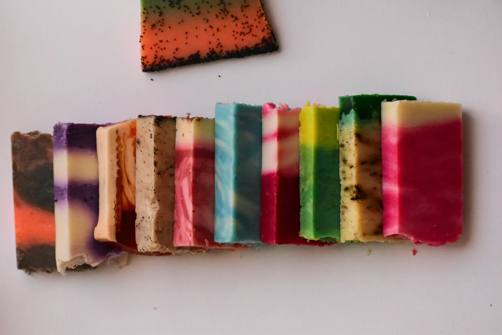 Colourful bars of handmade soap, a key use for oleochemicals